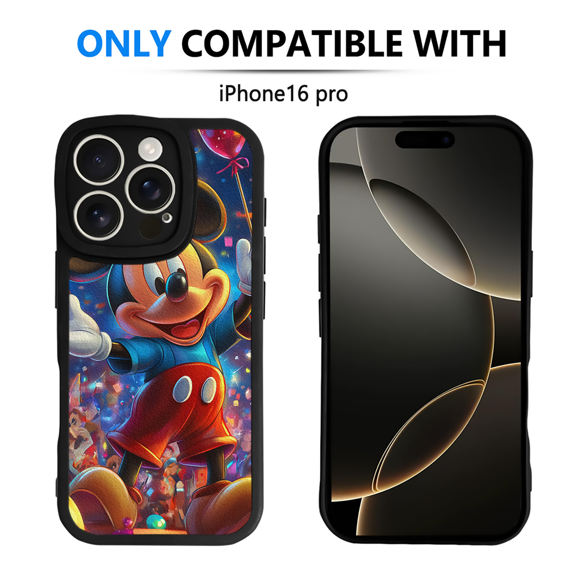 （画像用） ミッキーマウス Mickey Mouse 【iPhone 16シリーズ対応】シリコンスマホケース（レザー調） 材質：シリコン